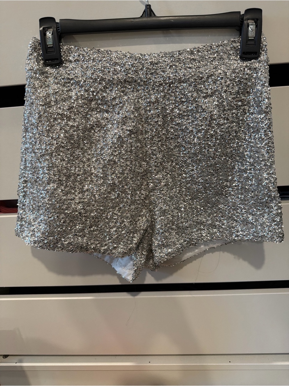 Tobi Silver Sequin High Waist Shorts